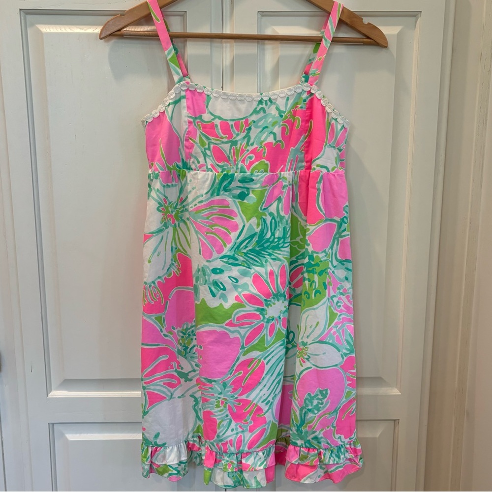 Lilly Pulitzer Girls Pink and Green Floral Dress